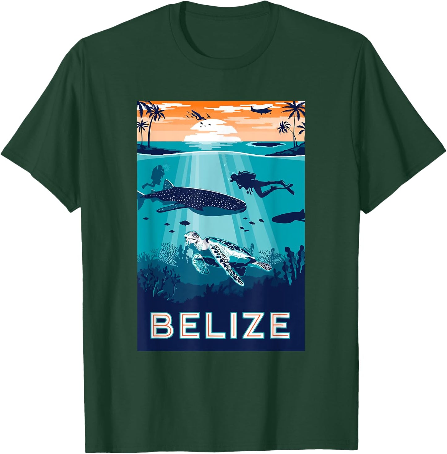 Belize Snorkeling Whale Shark Sea Turtle Caribbean Souvenir T-Shirt - T-Shirt | Forest