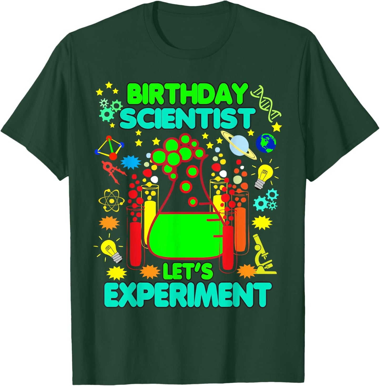 Birthday Shrit For Boys Girls Science Theme Let's Experiment T-Shirt - T-Shirt | Forest
