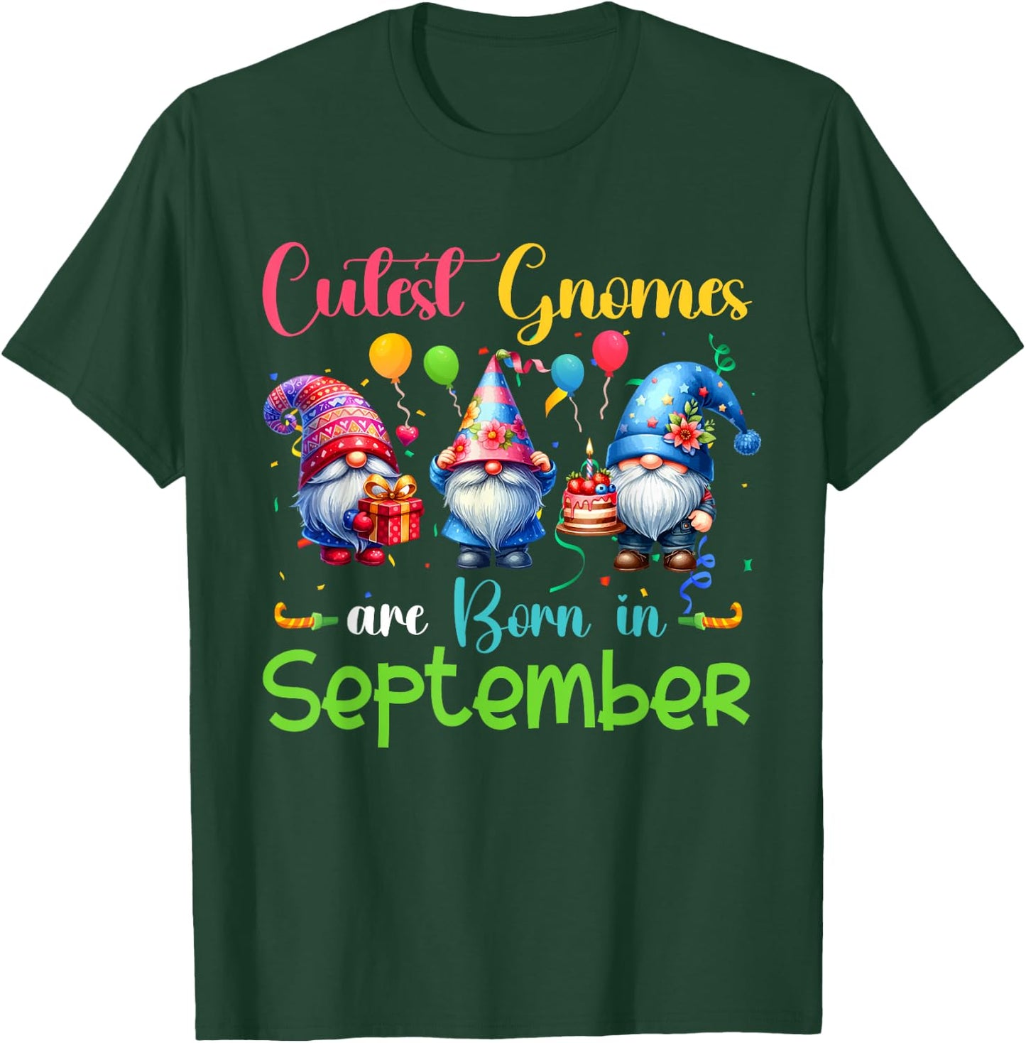 Cutest Gnomes Costume September Birthday Funny Party T-Shirt - T-Shirt | Forest