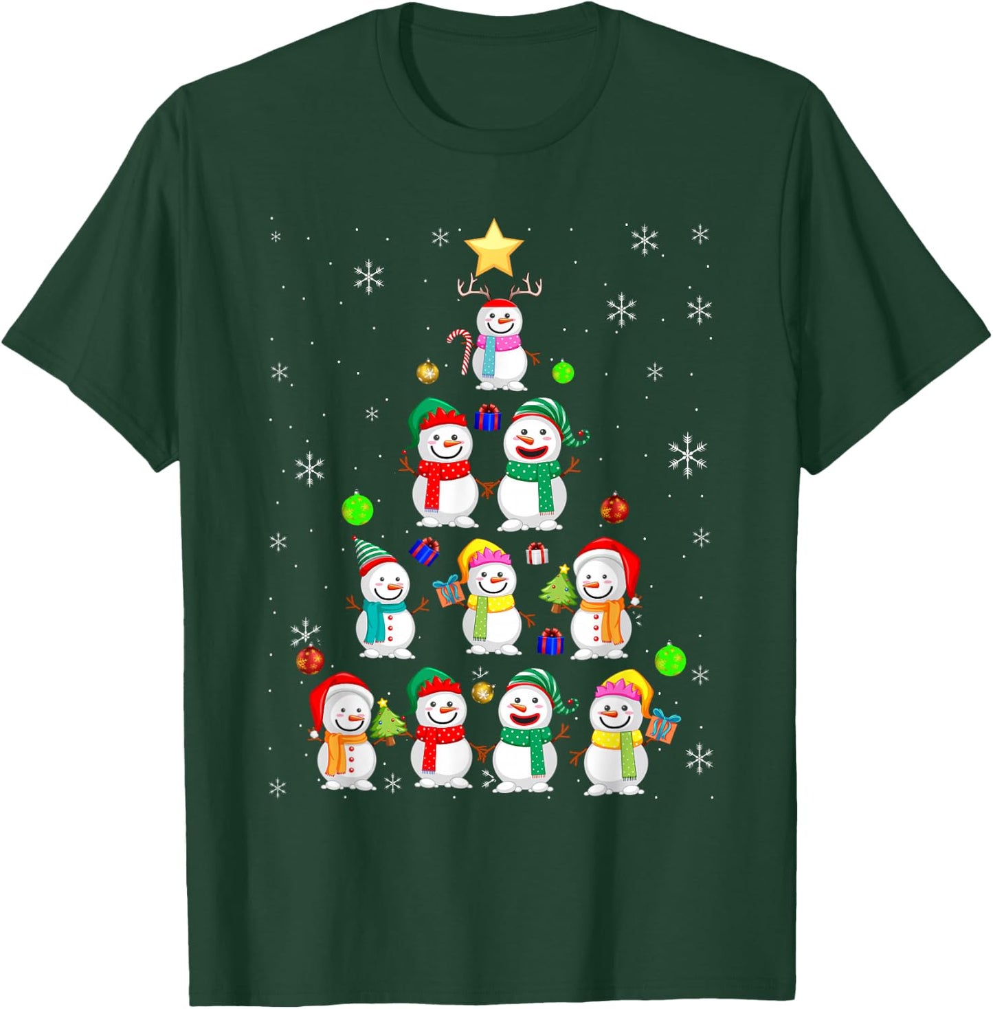 Funny Snowman Christmas Tree Ornament Decor T-Shirt - T-Shirt | Forest