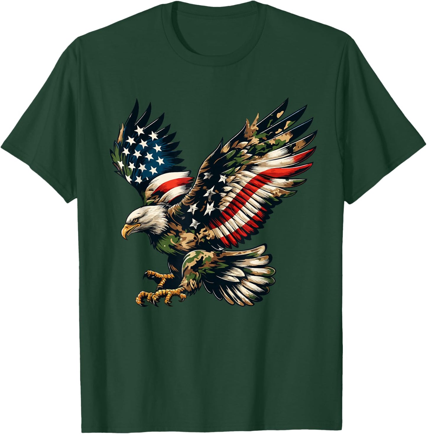 Eagle Patriotic Camo American Flag USA Camouflage USA Flag T-Shirt - T-Shirt | Forest