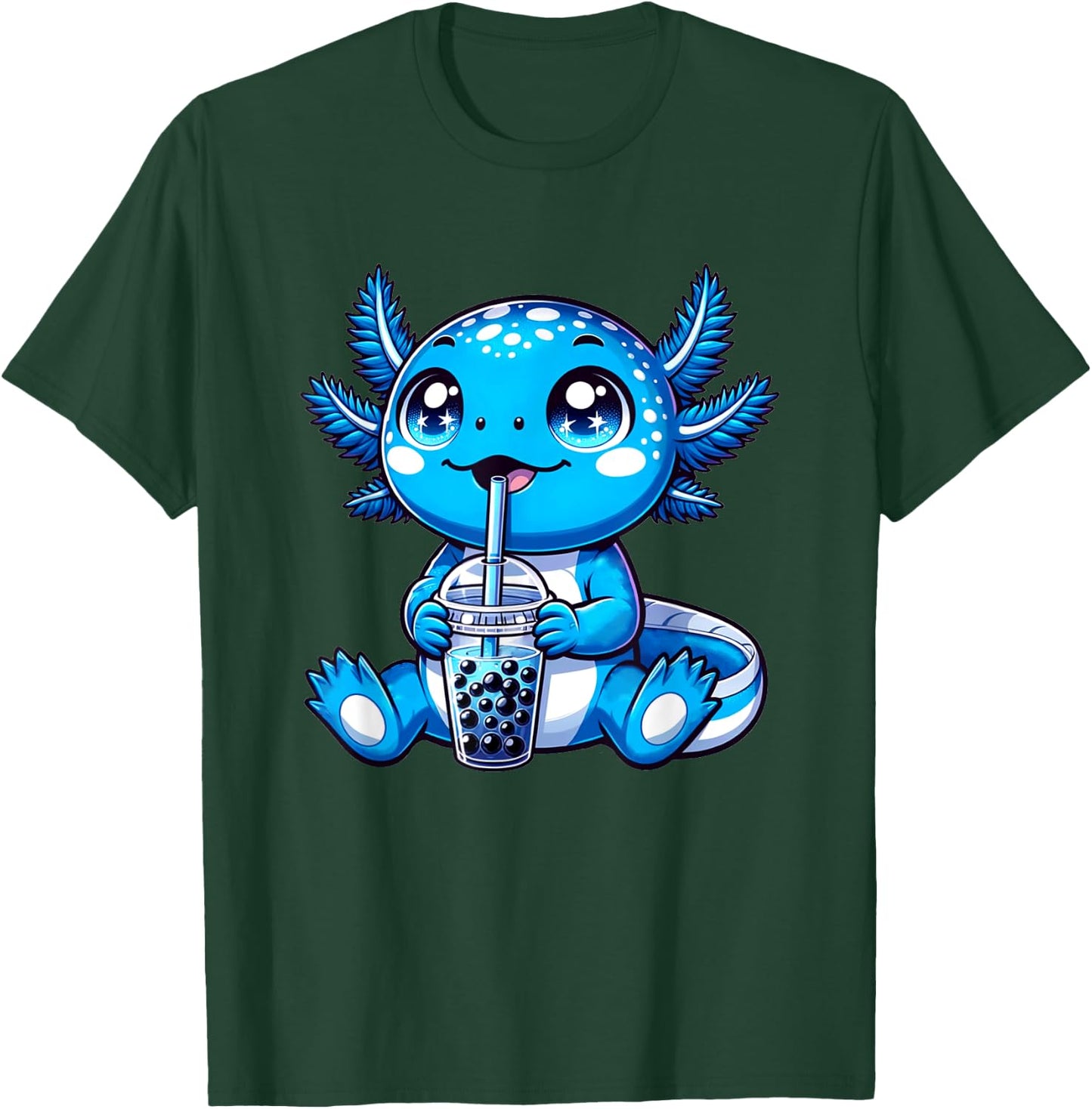 Kawaii Axolotl Boba Tea Anime Bubble Tea Axolotl T-Shirt - T-Shirt | Forest