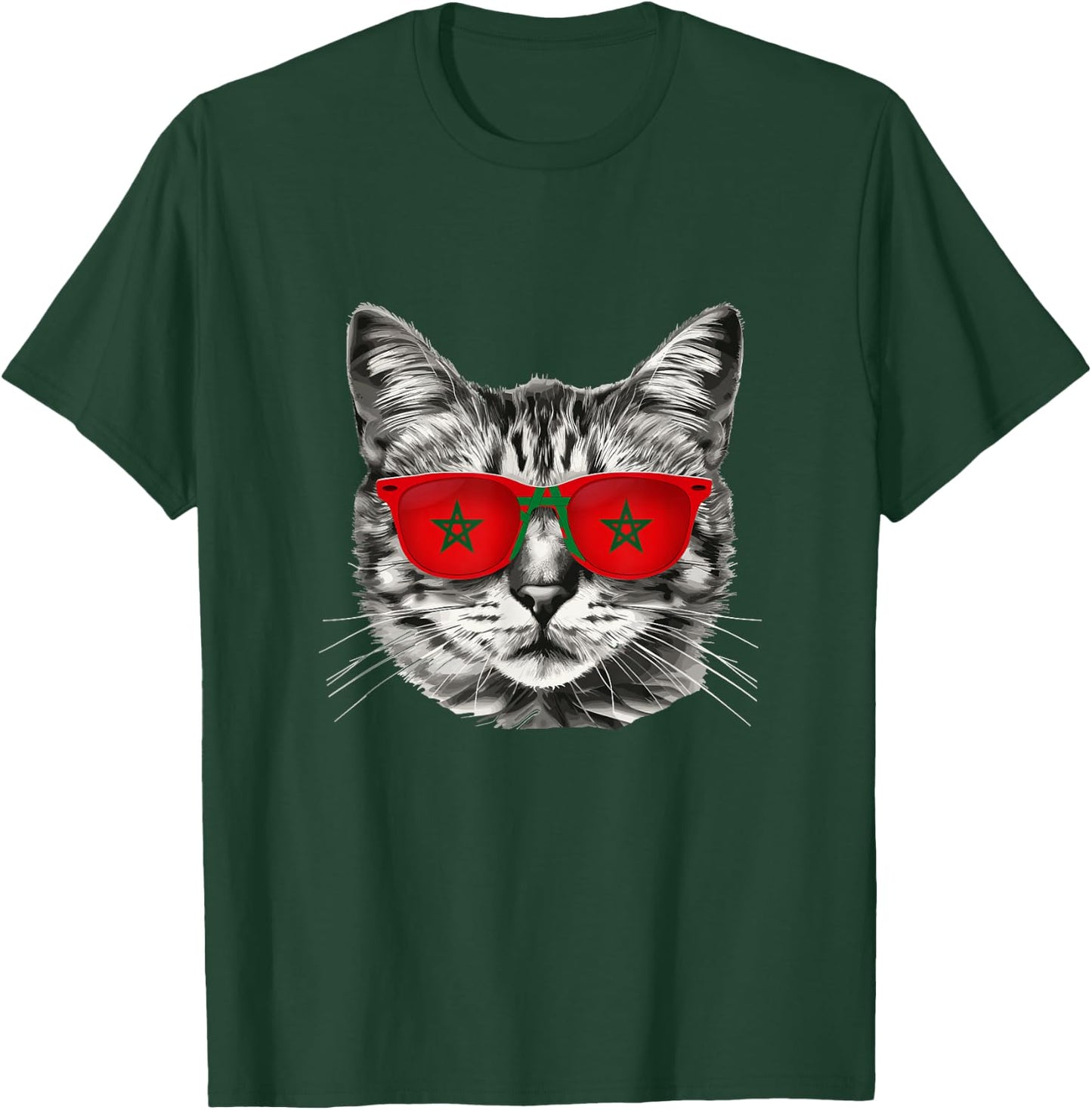 Moroccan Flag Cat Owner Souvenirs Products Kitten Morocco T-Shirt - T-Shirt | Forest