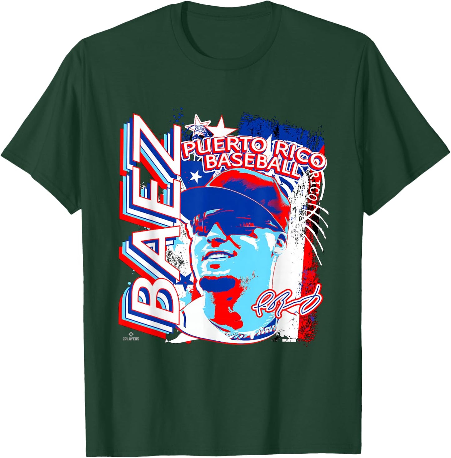 Javier Baez International Baseball Puerto Rico MLBPA T-Shirt - T-Shirt | Forest
