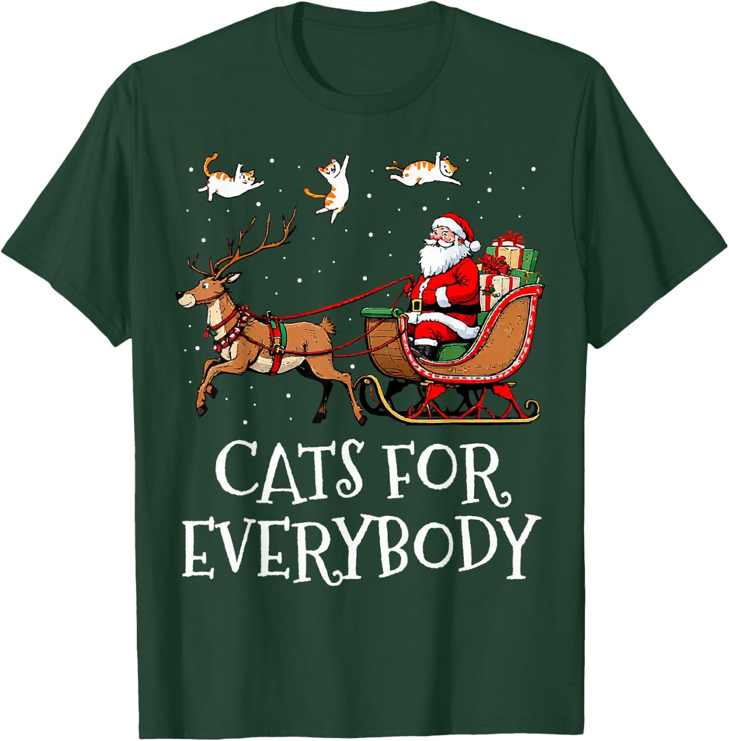 Cats For Everybody Christmas Cat Funny Xmas Women Santa T-Shirt - T-Shirt | Forest
