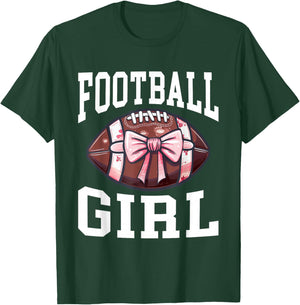 Football Girl Football Bow T-Shirt - T-Shirt | Forest