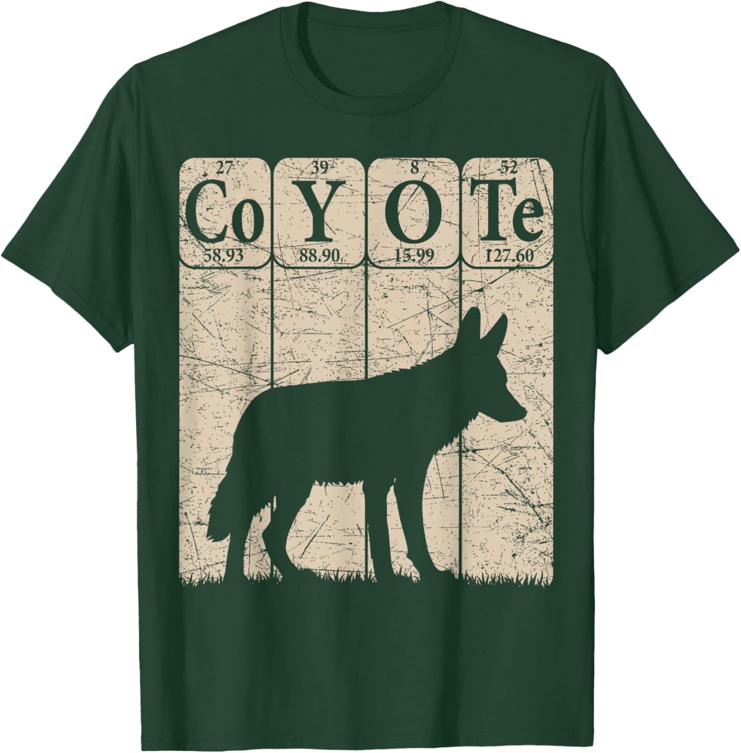 Coyote Periodic Table Elements Wild Animal Coyote Vintage T-Shirt - T-Shirt | Forest