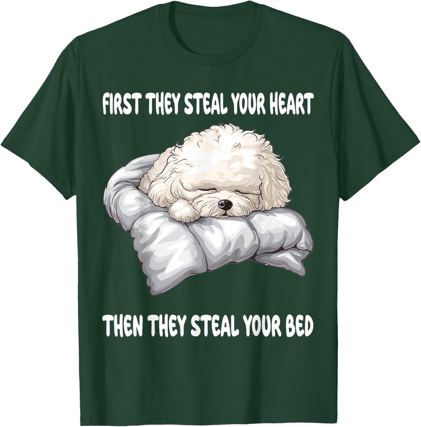 Bichon Frise Sleeping Pajamas Nightgown T-Shirt - T-Shirt | Forest