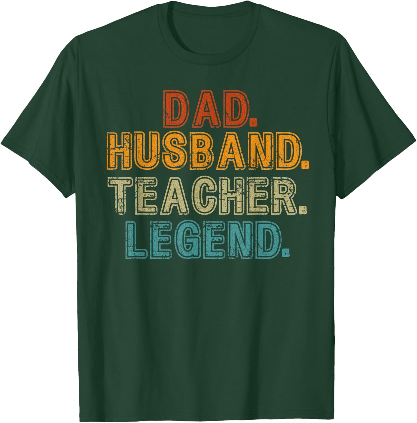 Dad Husband Teacher Male Teacher Men's Vintage Retro Saying T-Shirt - T-Shirt | Forest