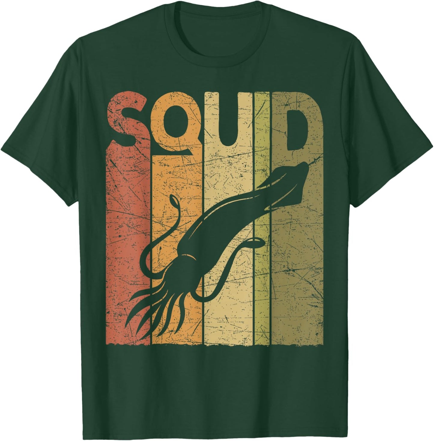 Squid Vintage Squid Fishing Retro Seafood Squid Lover T-Shirt - T-Shirt | Forest