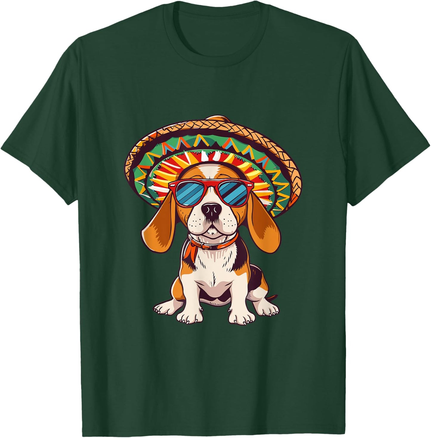 Party Beagle Dog With Sombrero | Mexico T-Shirt - T-Shirt | Forest