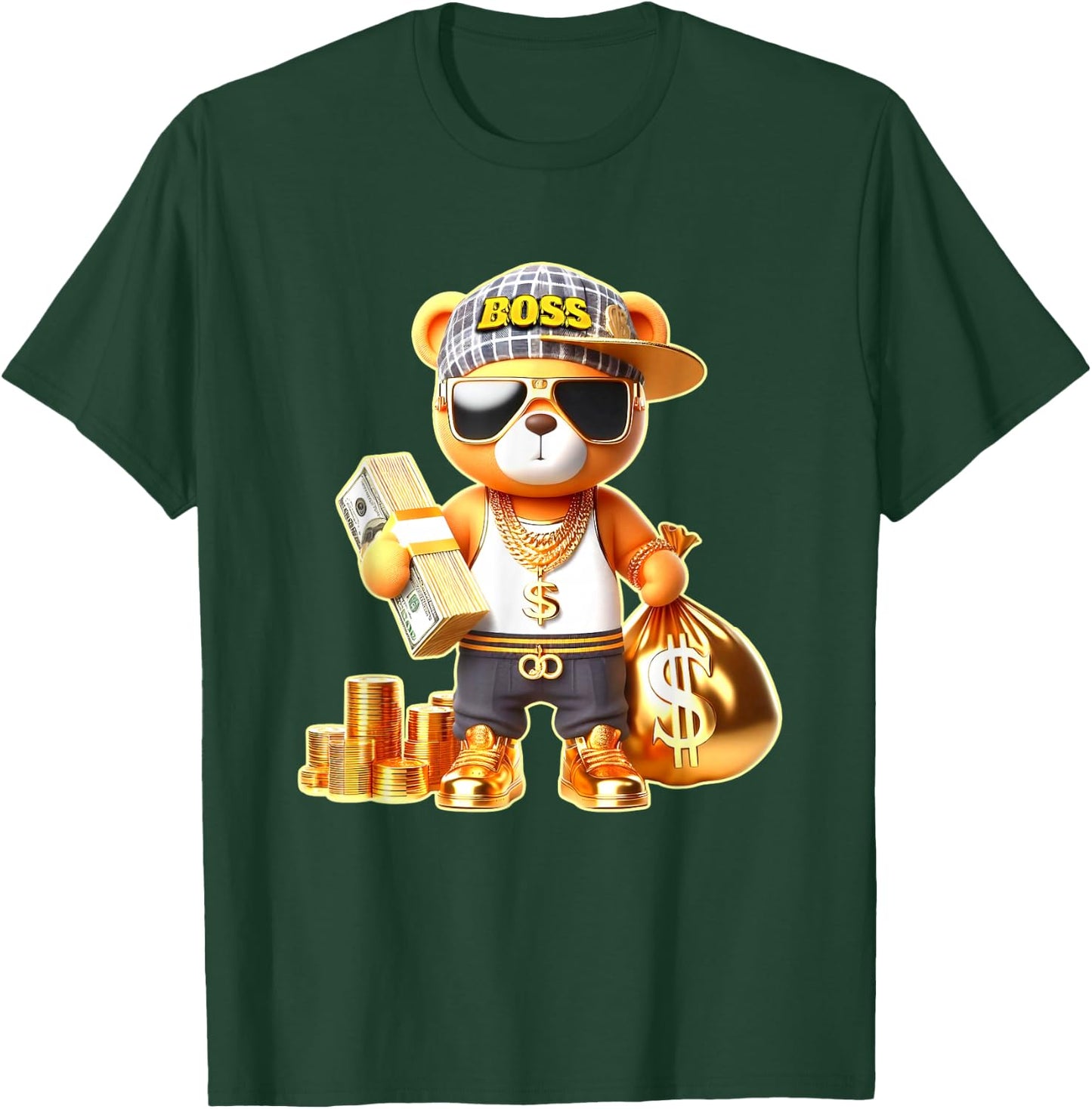 Teddy Bear Boss Money T-Shirt - T-Shirt | Forest