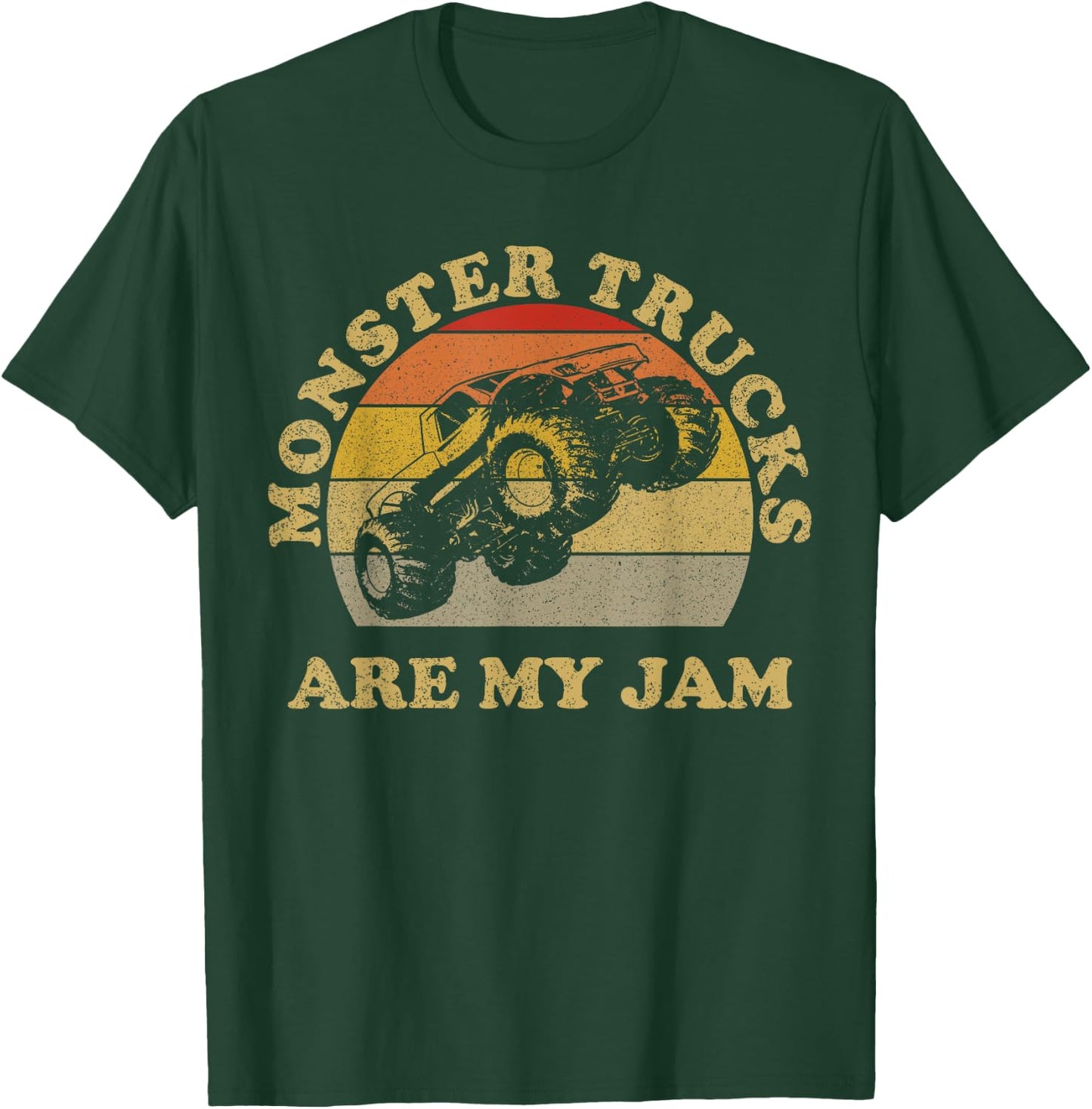 Vintage Monster Trucks Are My Jam Shirt Retro Sunset Design T-Shirt - T-Shirt | Forest