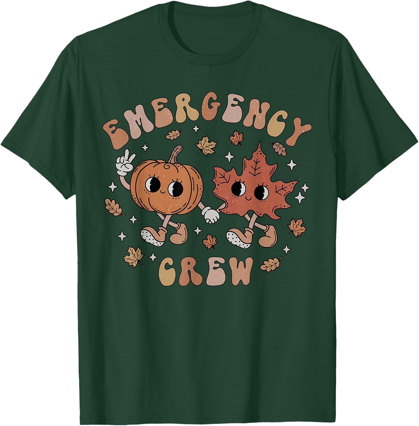 Emergency Crew Fall Emergency Room Nurse Autumn Thanksgiving T-Shirt - T-Shirt | Forest