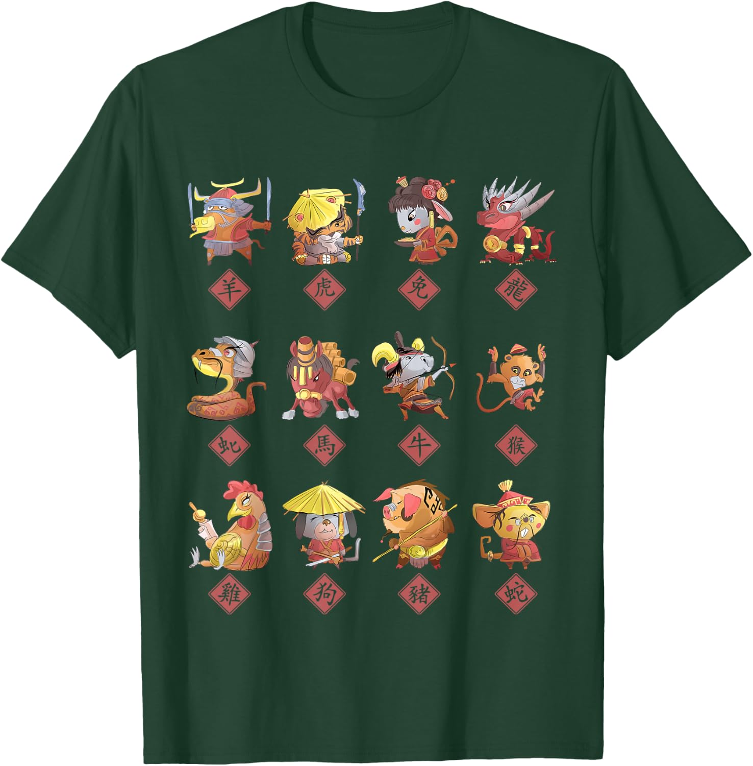Funny Chinese Zodiac Signs, 12 Red Zodiac Chinese signs T-Shirt - T-Shirt | Forest