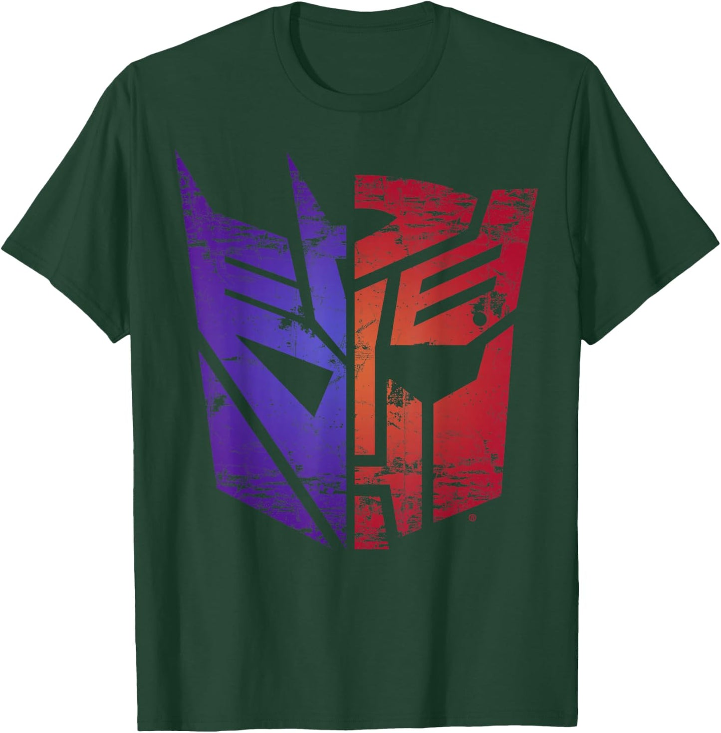 Transformers Decepticon Autobot Distressed Split Logo T-Shirt - T-Shirt | Forest