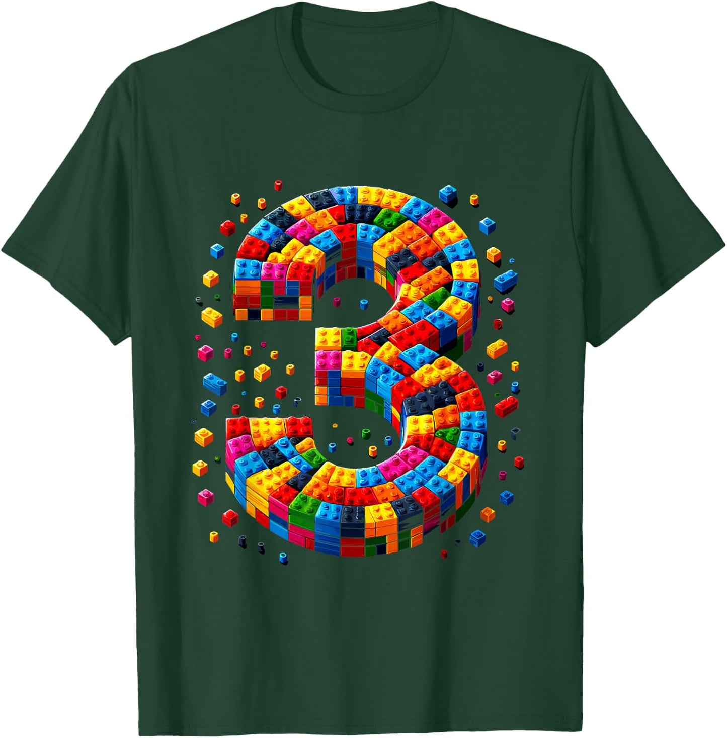 3 Year Old Blocks Building Master Builder 3th Birthday Boy T-Shirt - T-Shirt | Forest