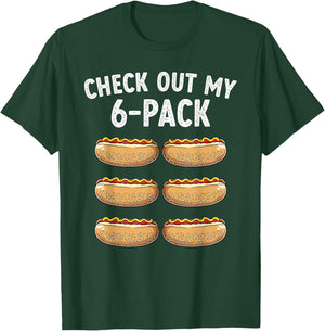 Check Out My 6-Pack Abs Gym Gag Funny Hotdog Lover T-Shirt - T-Shirt | Forest