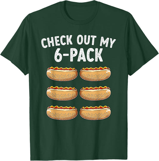 Check Out My 6-Pack Abs Gym Gag Funny Hotdog Lover T-Shirt - T-Shirt | Forest