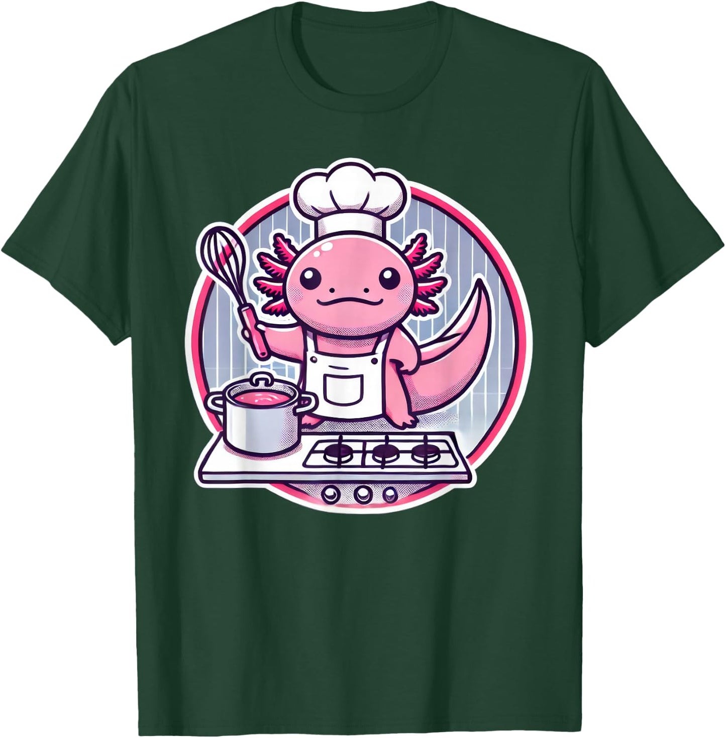 Cute Axolotl Chef Cooking T-Shirt - T-Shirt | Forest