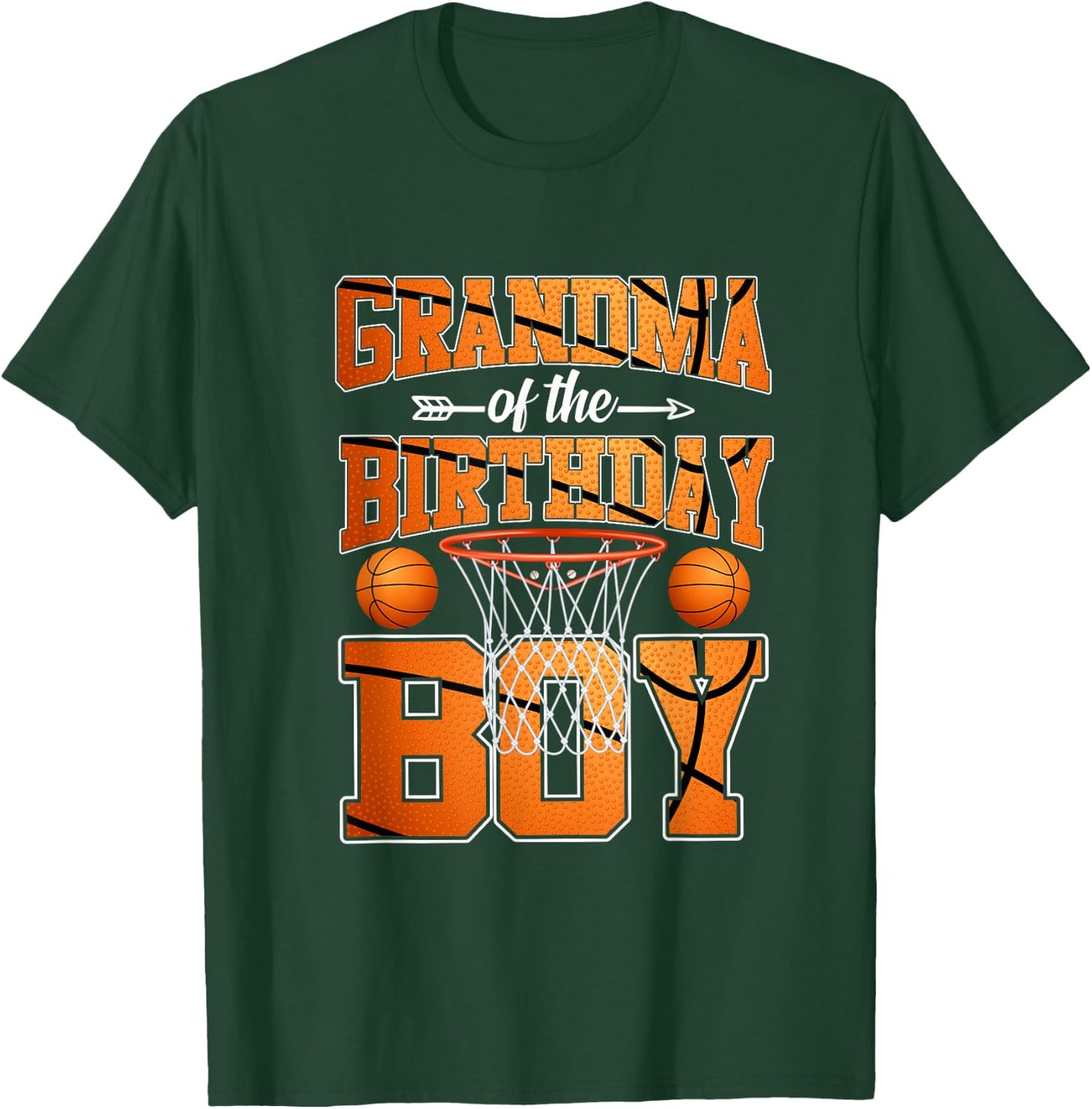 Basketball Grandma Of The Birthday Boy Basketball Birthday T-Shirt - T-Shirt | Forest