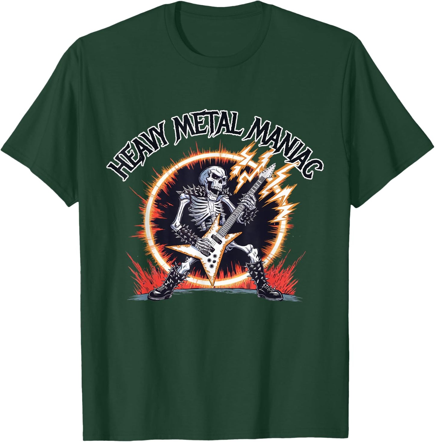 Black Death Rock Heavy Metal Music Goth Designs -Adults & -Kids Heavy Metal Maniac Black Small Short Sleeve T-Shirt - T-Shirt | Forest