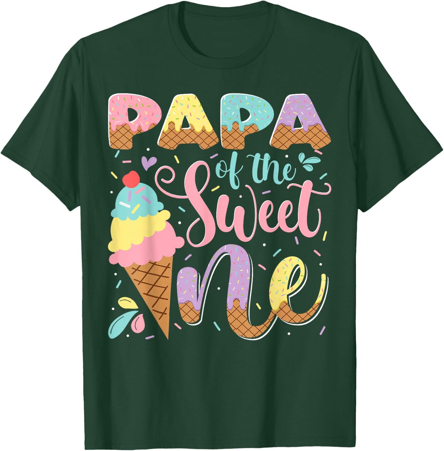 Papa Of The Sweet One Ice Cream 1St Birthday Party T-Shirt - T-Shirt | Forest