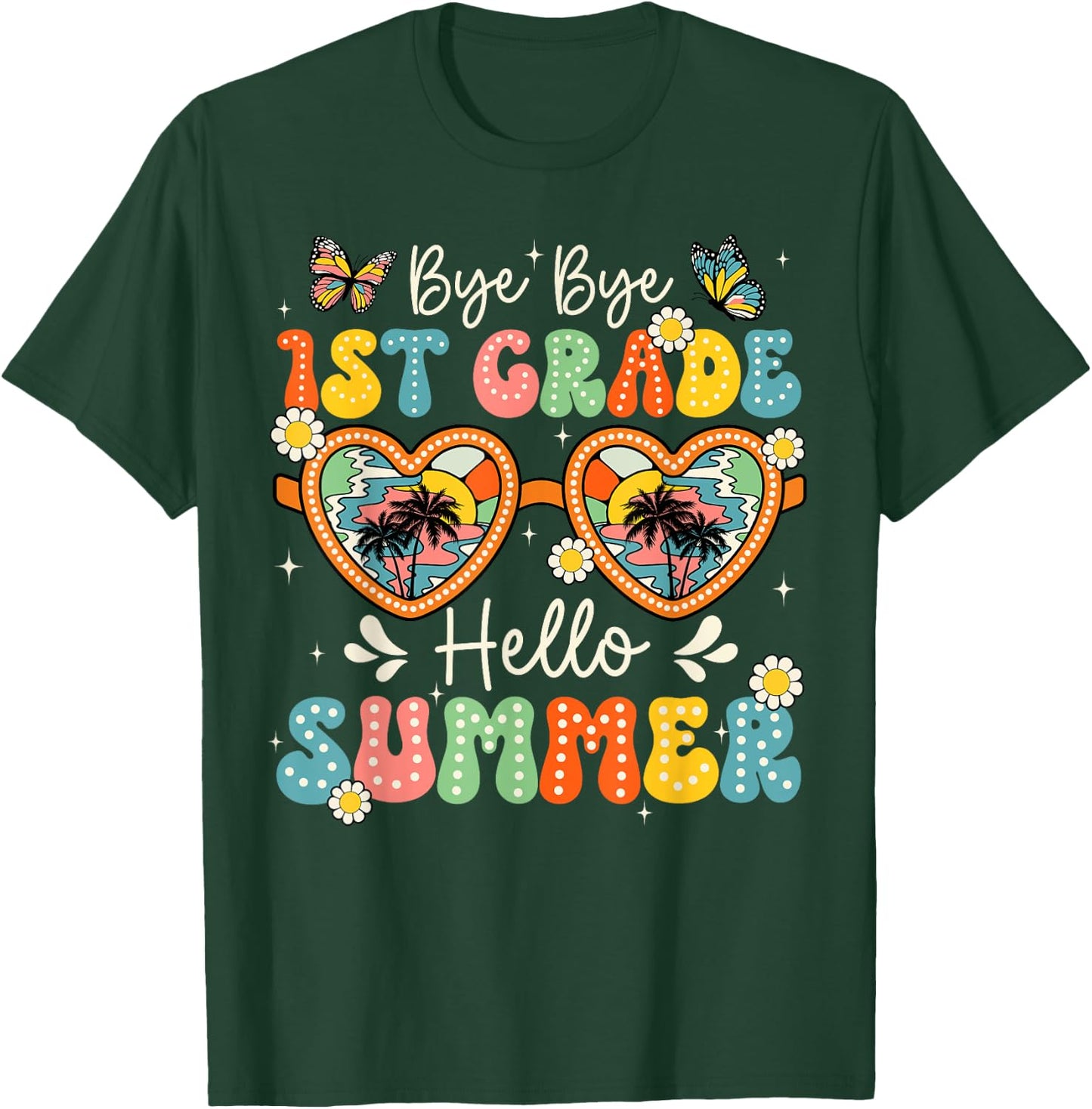 Goodbye 1st Grade Hello Summer Last Day Of School Boys Kids T-Shirt - T-Shirt | Forest
