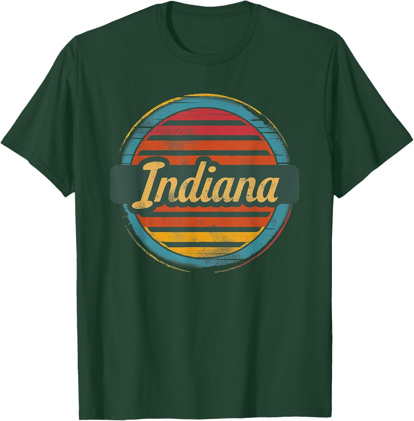 Indiana - Cool Funny Graphic Vintage Men Women Kids Retro T-Shirt - T-Shirt | Forest