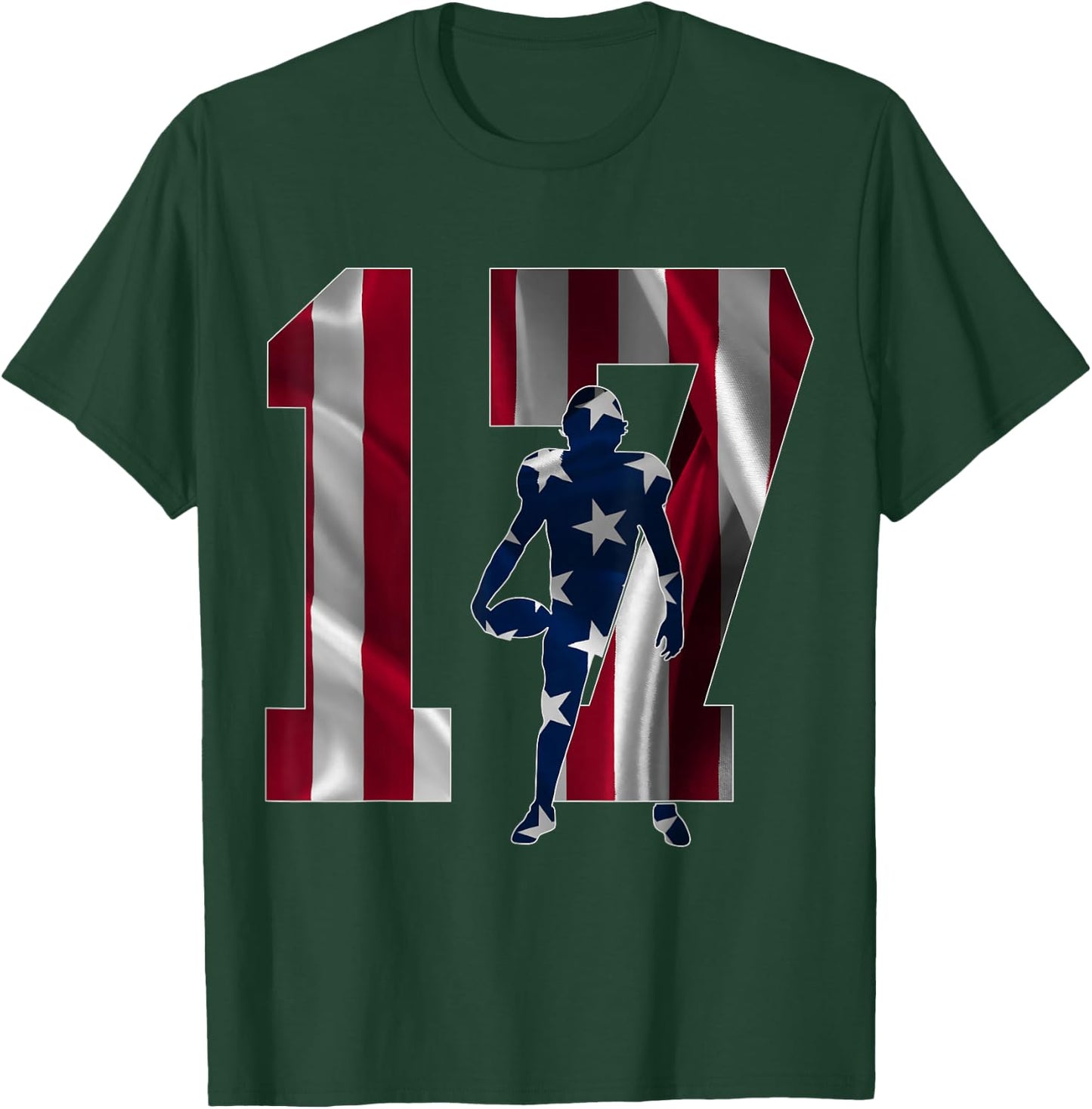 Number 17 Years Football 17th Birthday T-Shirt - T-Shirt | Forest