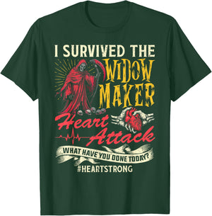 I Survived The Widow Maker Heart Attack Heart Disease T-Shirt - T-Shirt | Forest