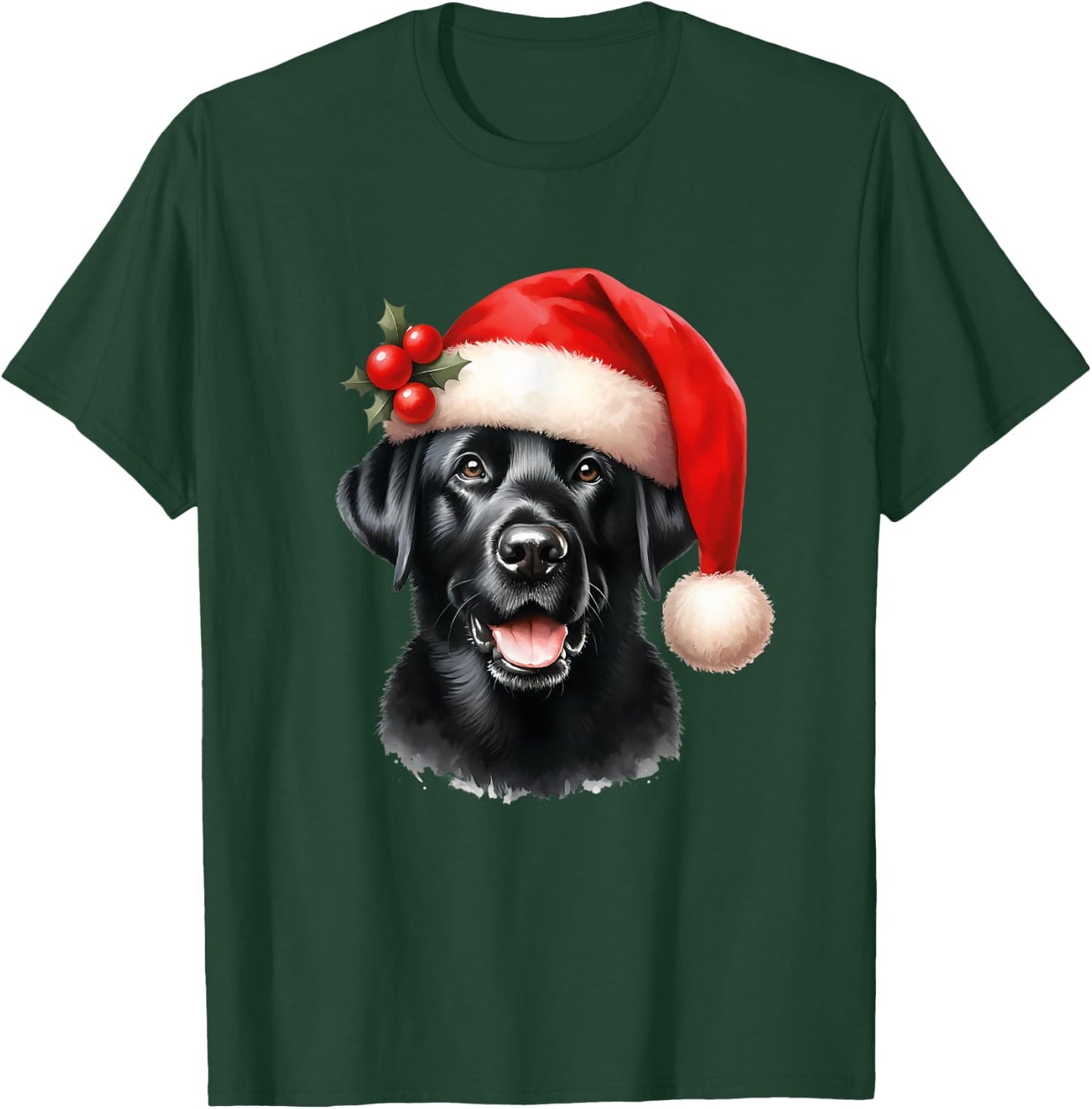 Dog Black Labrador Retriever Christmas T-Shirt - T-Shirt | Forest