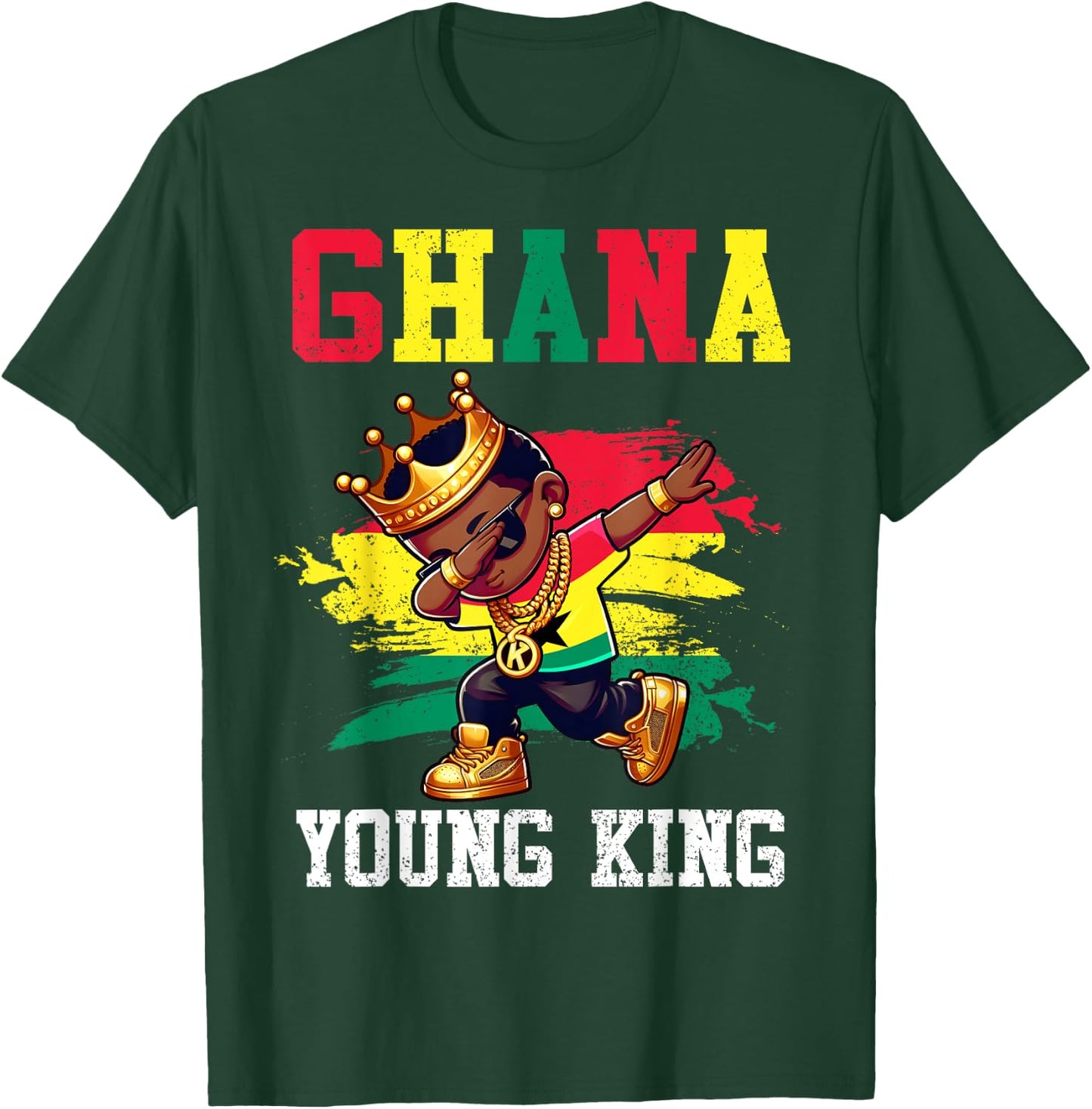 Ghana Young King Ghanaian Boy African Proud Ghanaian Flag T-Shirt - T-Shirt | Forest