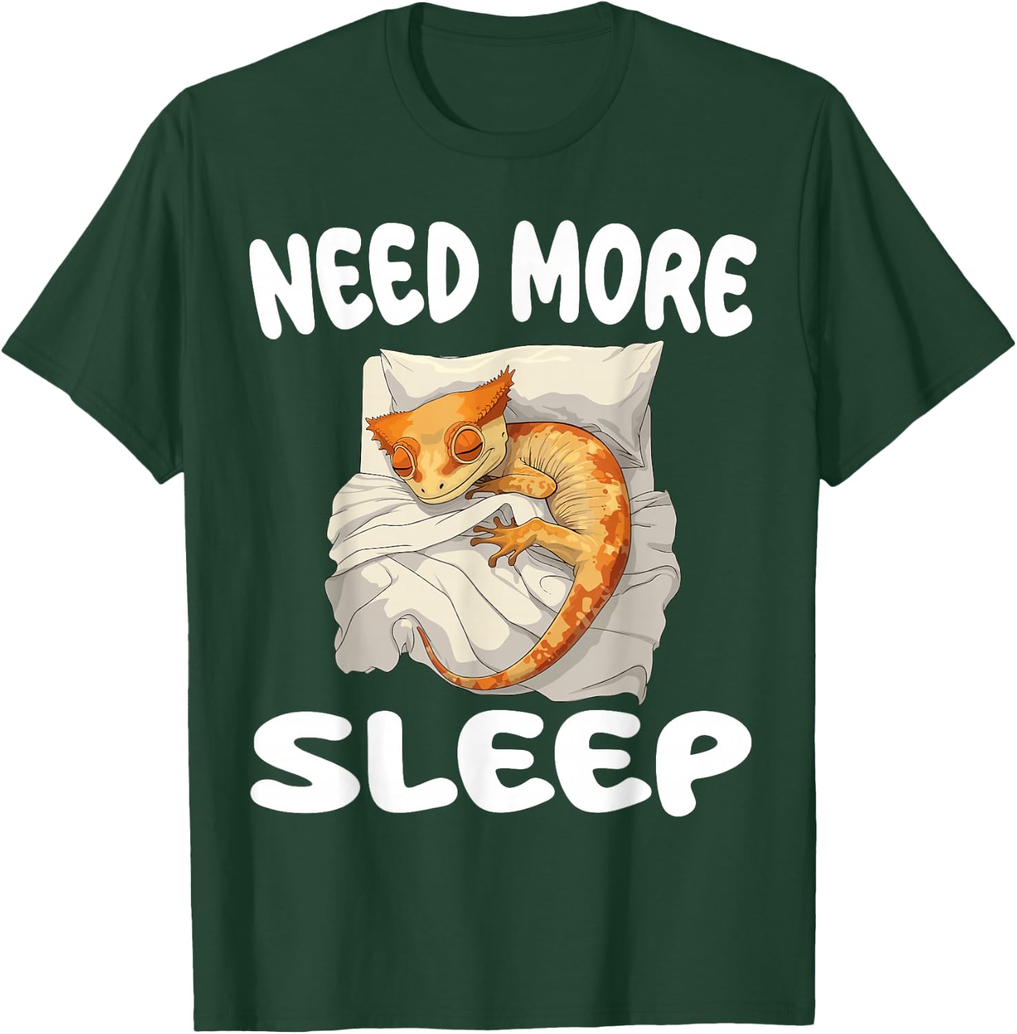 Cute Crested Gecko Need More Sleep Pajamas Nightgown T-Shirt - T-Shirt | Forest
