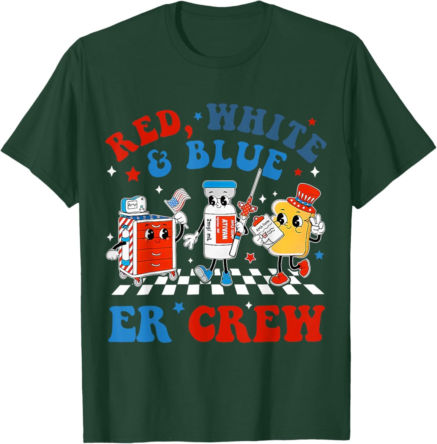 Retro Red White Blue Er Crew Emergency Room 4th Of July T-Shirt - T-Shirt | Forest