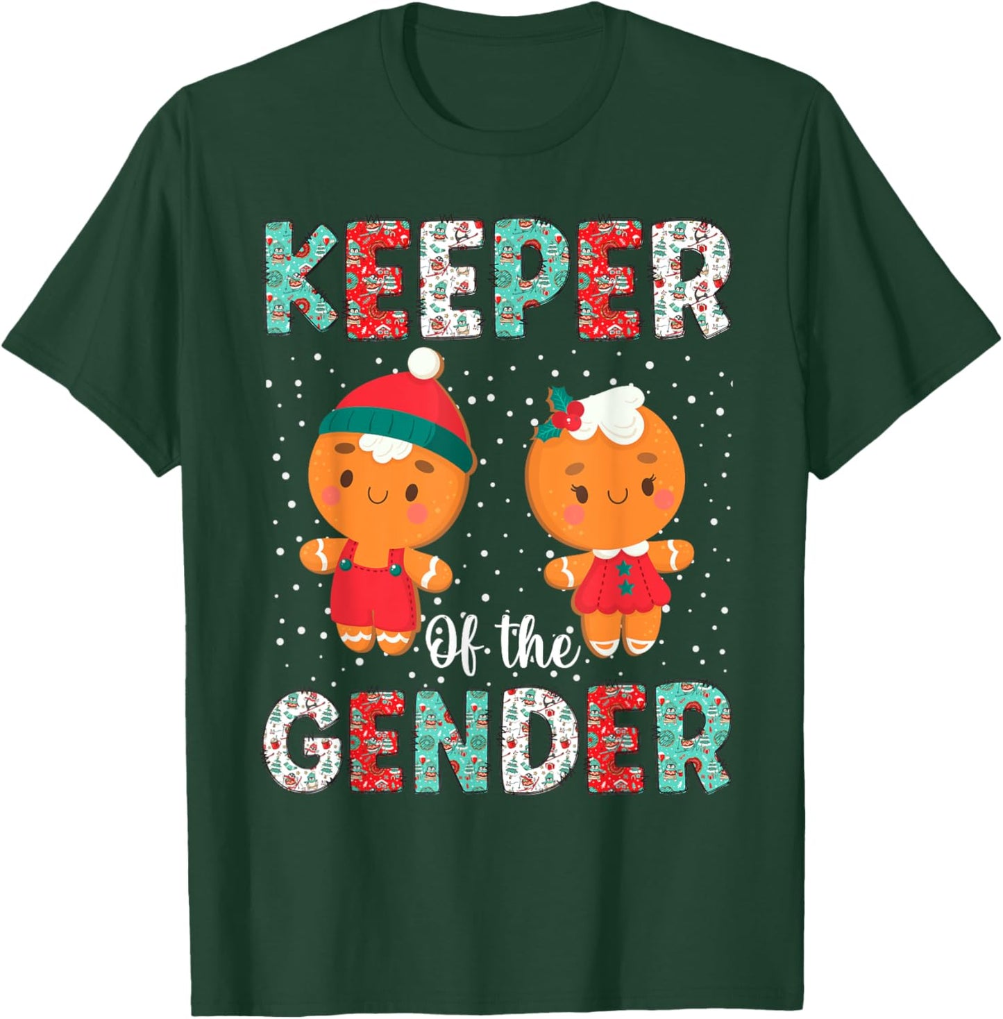Keeper of the Gender Funny Christmas Shirt Gingerbread Xmas T-Shirt - T-Shirt | Forest