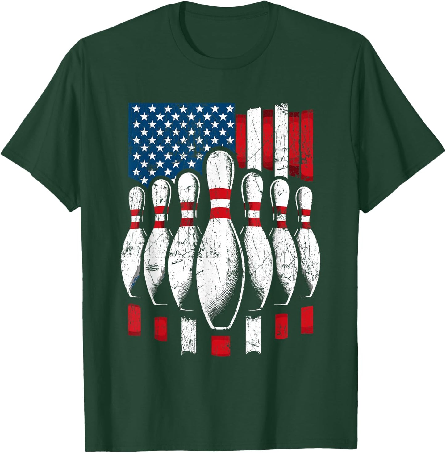 American Flag Patriotic Bowling T-Shirt - T-Shirt | Forest