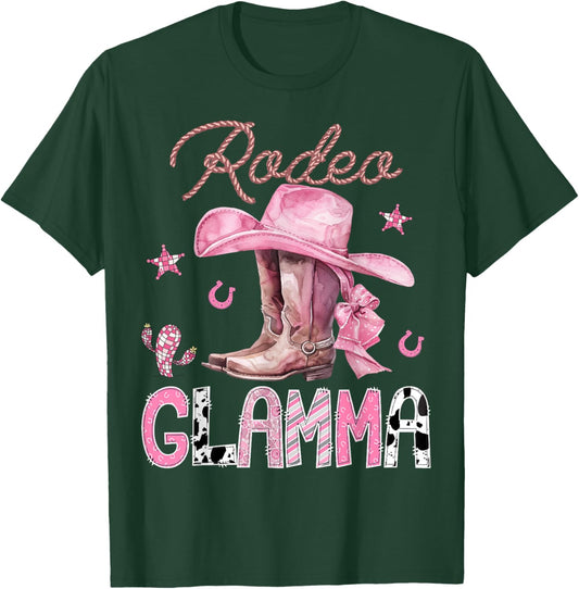 Rodeo Glamma Pink Boots Coquette CowGirl Birthday Party T-Shirt - T-Shirt | Forest