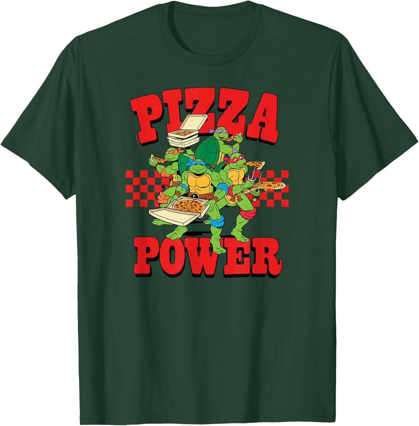 Teenage Mutant Ninja Turtles - Pizza Power Checkered T-Shirt - T-Shirt | Forest