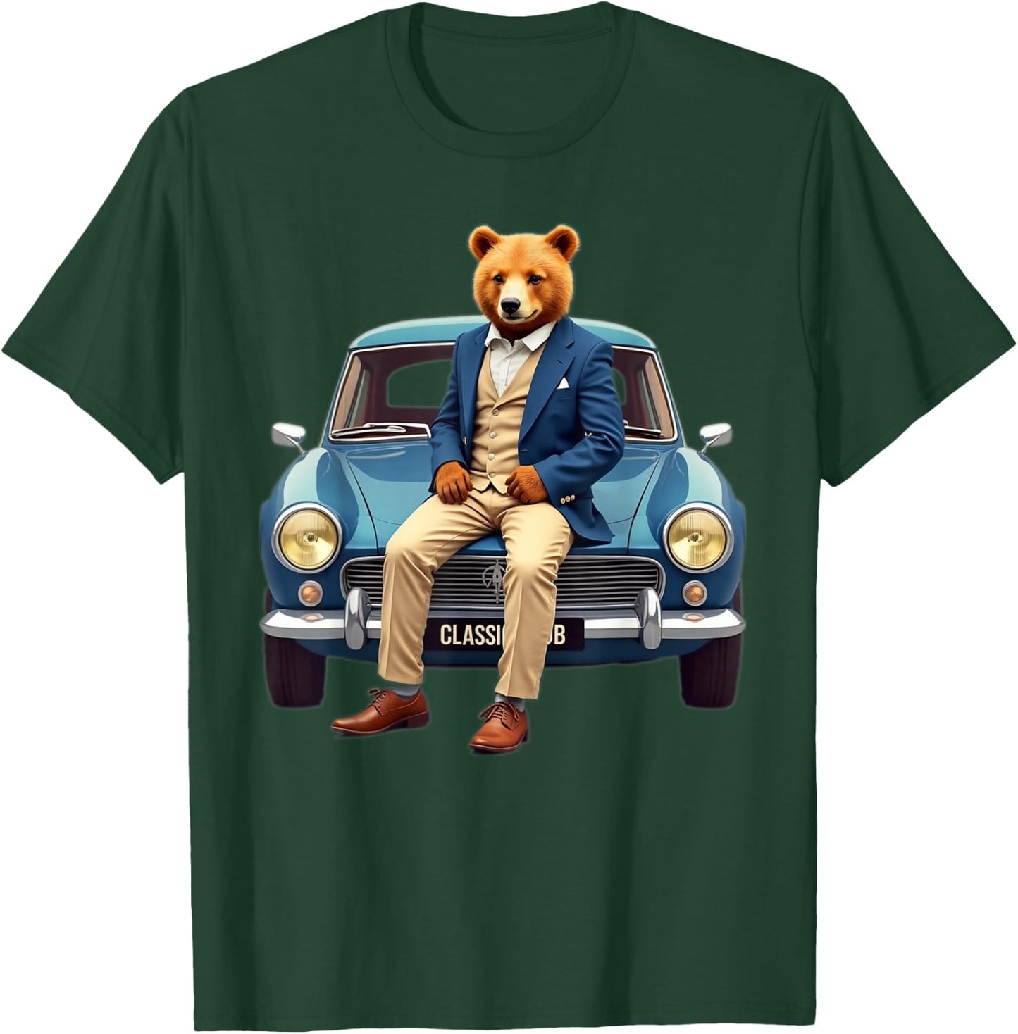 Enjoy Cool Teddy Bear With Classic Car Graphic Designs Fun T-Shirt - T-Shirt | Forest
