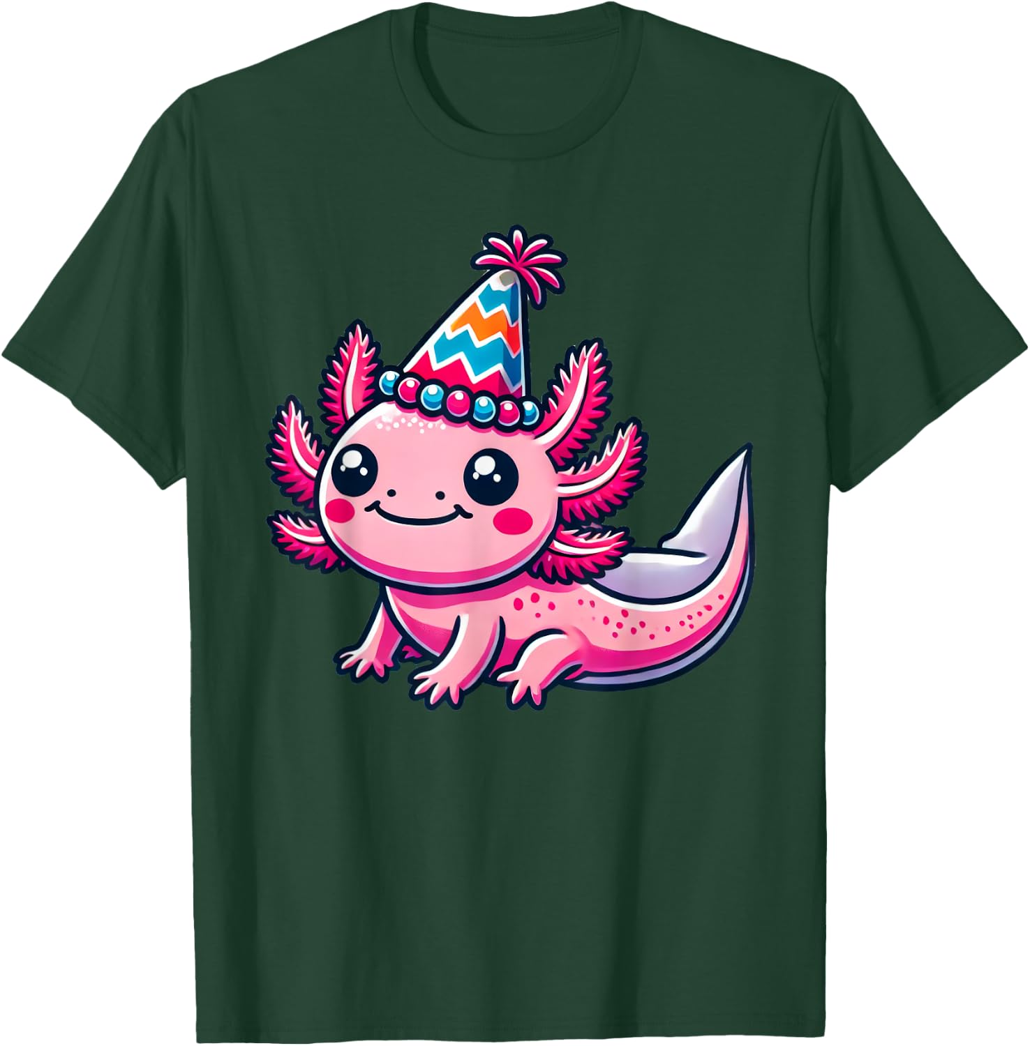 Anime Kawaii Axolotl Birthday Party Hat T-Shirt - T-Shirt | Forest