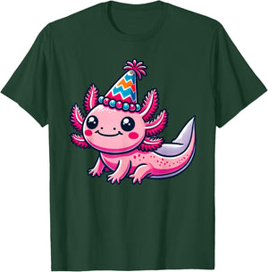 Anime Kawaii Axolotl Birthday Party Hat T-Shirt - T-Shirt | Forest
