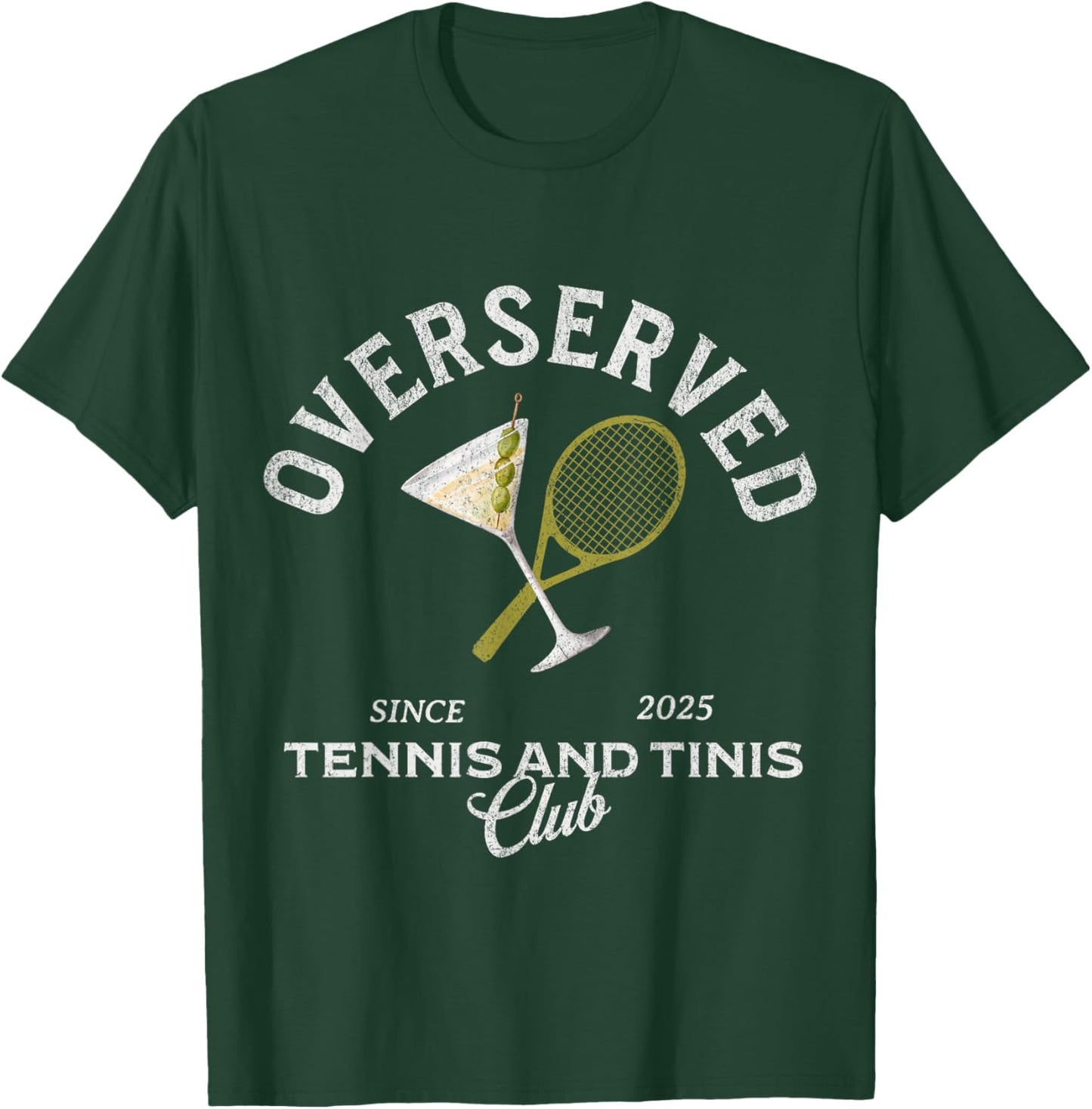 Overserved tennis and tinis 2025 bachelorette girls trip T-Shirt - T-Shirt | Forest