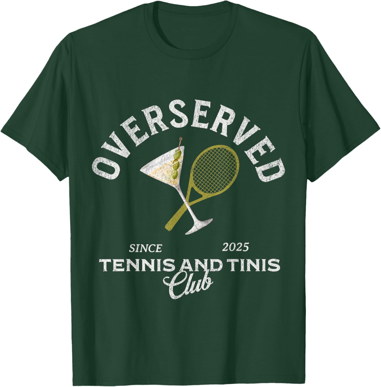 Overserved tennis and tinis 2025 bachelorette girls trip T-Shirt - T-Shirt | Forest