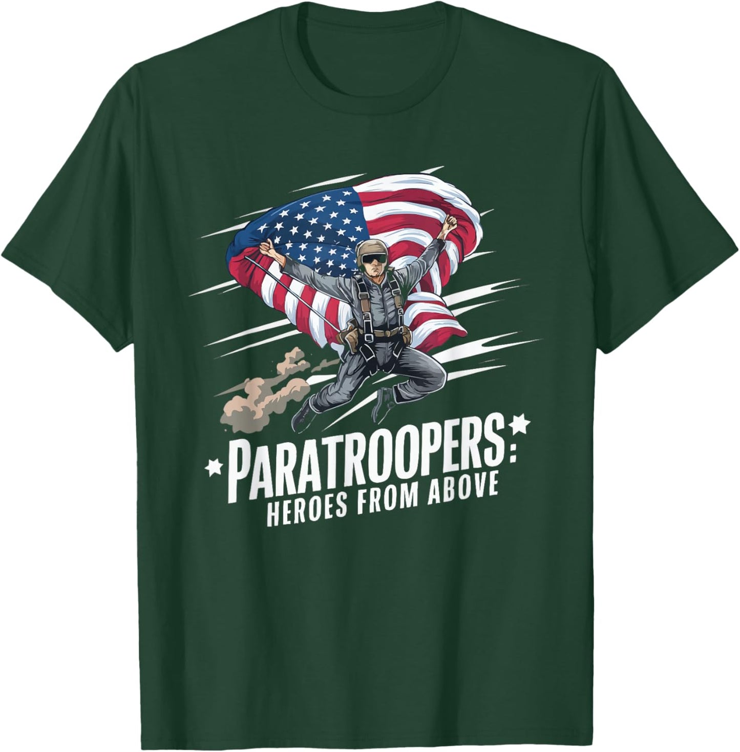 Airborne Paratrooper Military Soldier Parachute T-Shirt - T-Shirt | Forest