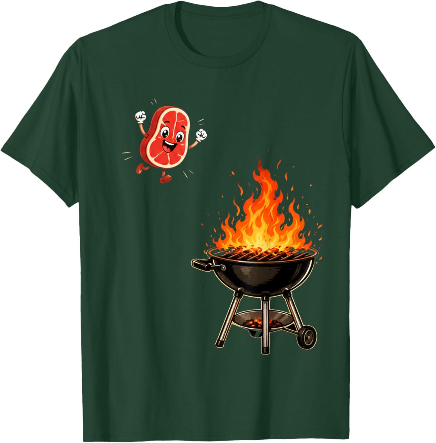 Steak Dive Funny Flying Steak BBQ Grilling Cartoon T-Shirt - T-Shirt | Forest