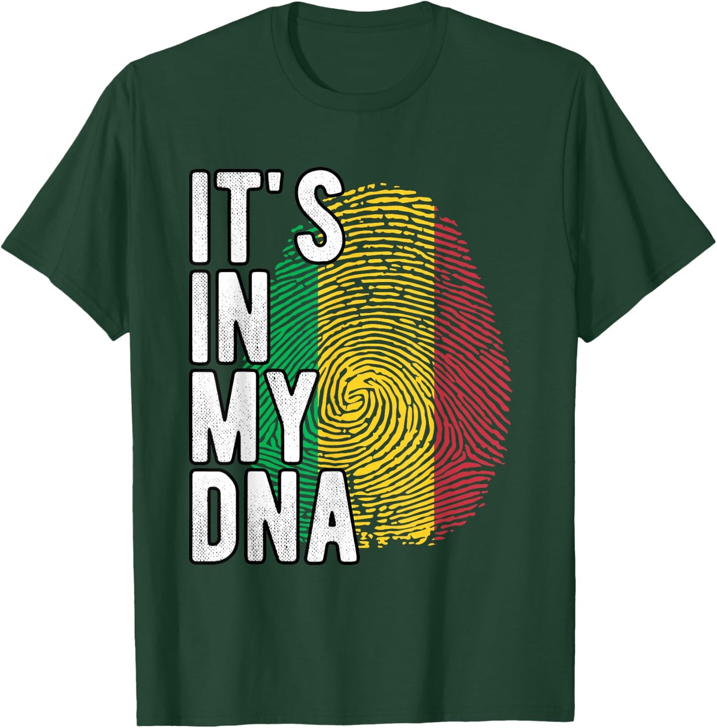 Funny it's in my DNA Mali flag Fingerprint T-Shirt - T-Shirt | Forest