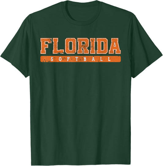 Florida Softball Orange Vintage Text T-Shirt - T-Shirt | Forest