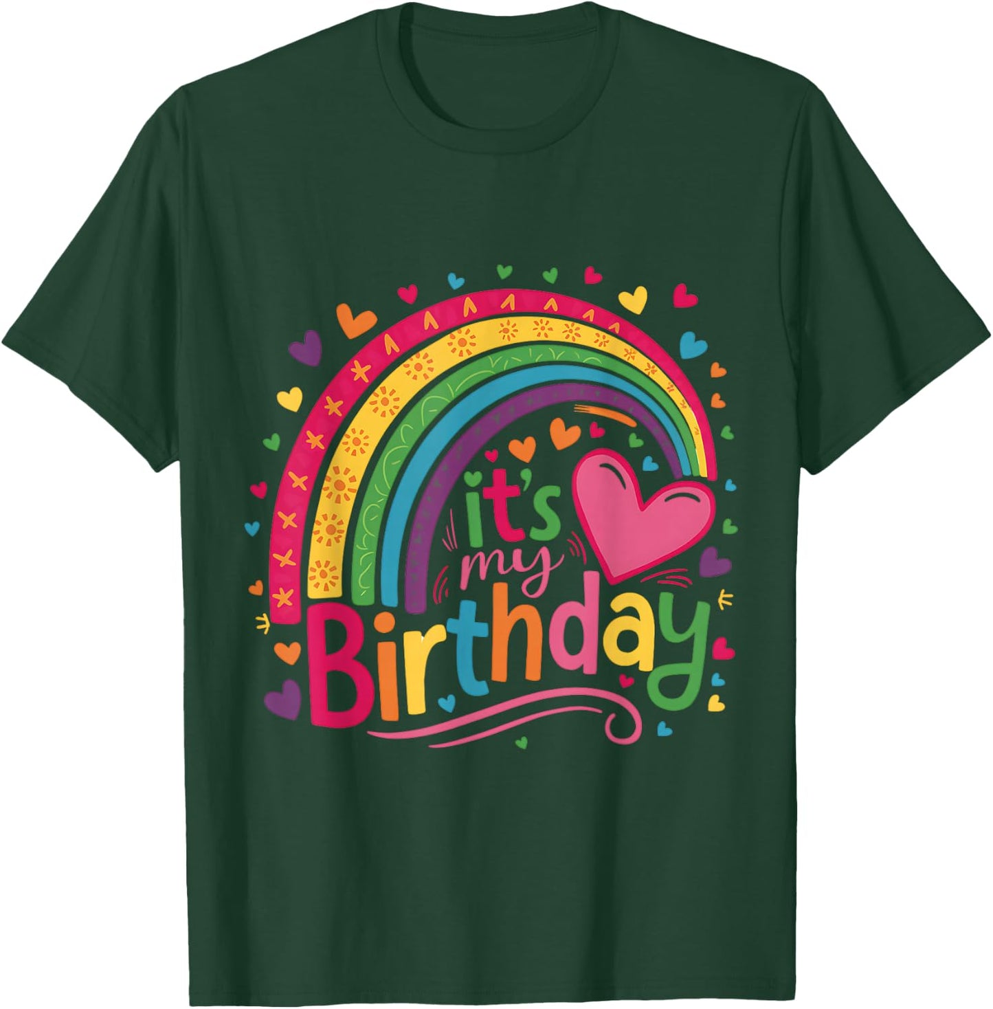 Its My Birthday Shirt Rainbow Birthday Women Teens Girls T-Shirt - T-Shirt | Forest