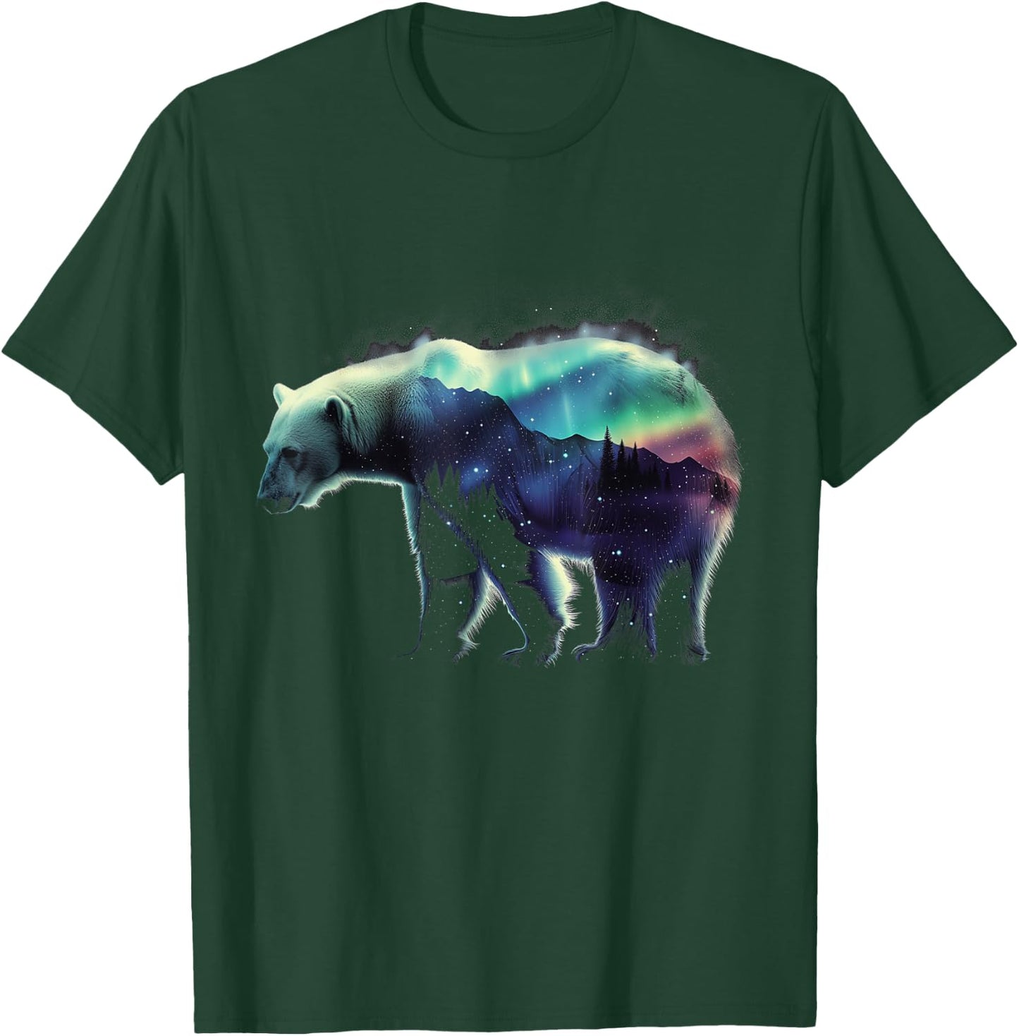 Polar Bear Northern Light Winter Arctic Nature Lover T-Shirt - T-Shirt | Forest